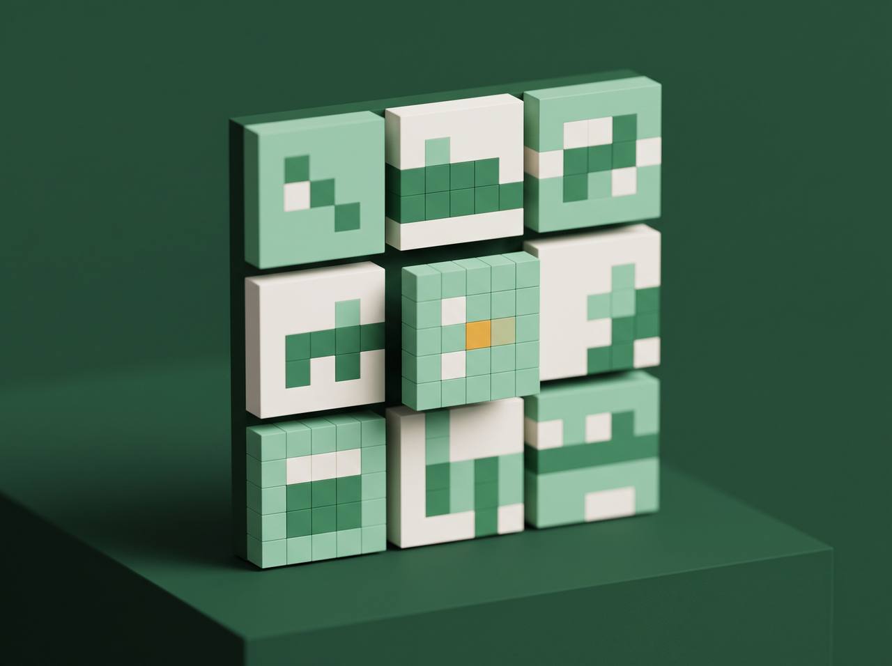 A grid of pixel-block post tiles with one tile highlighted